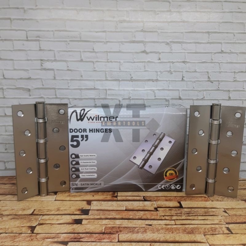 Engsel Besi Tebal WILMER 5" / Engsel Pintu Jendela 5" Satin Nickle