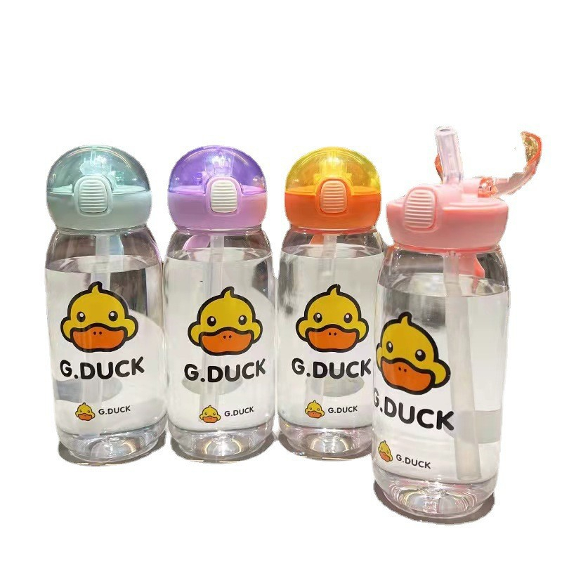 G.DUCK Botol Minum Plastik Anak-anak Gelas Plastik Kartun Anti Bocor Portabel