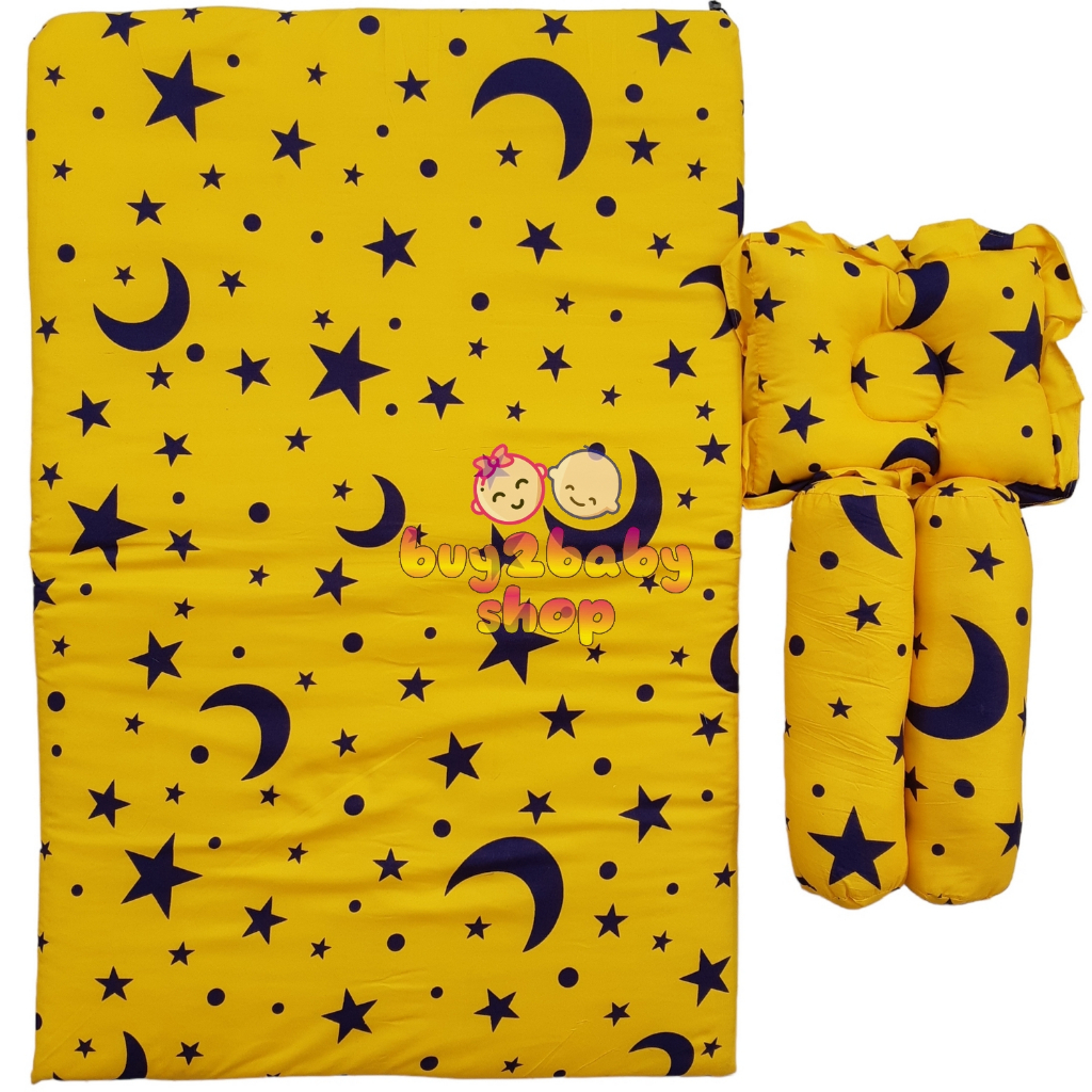 Set Kasur bayi motif karakter (Kasur, 1 Bantal, 2 Guling dengan motif yg sama)