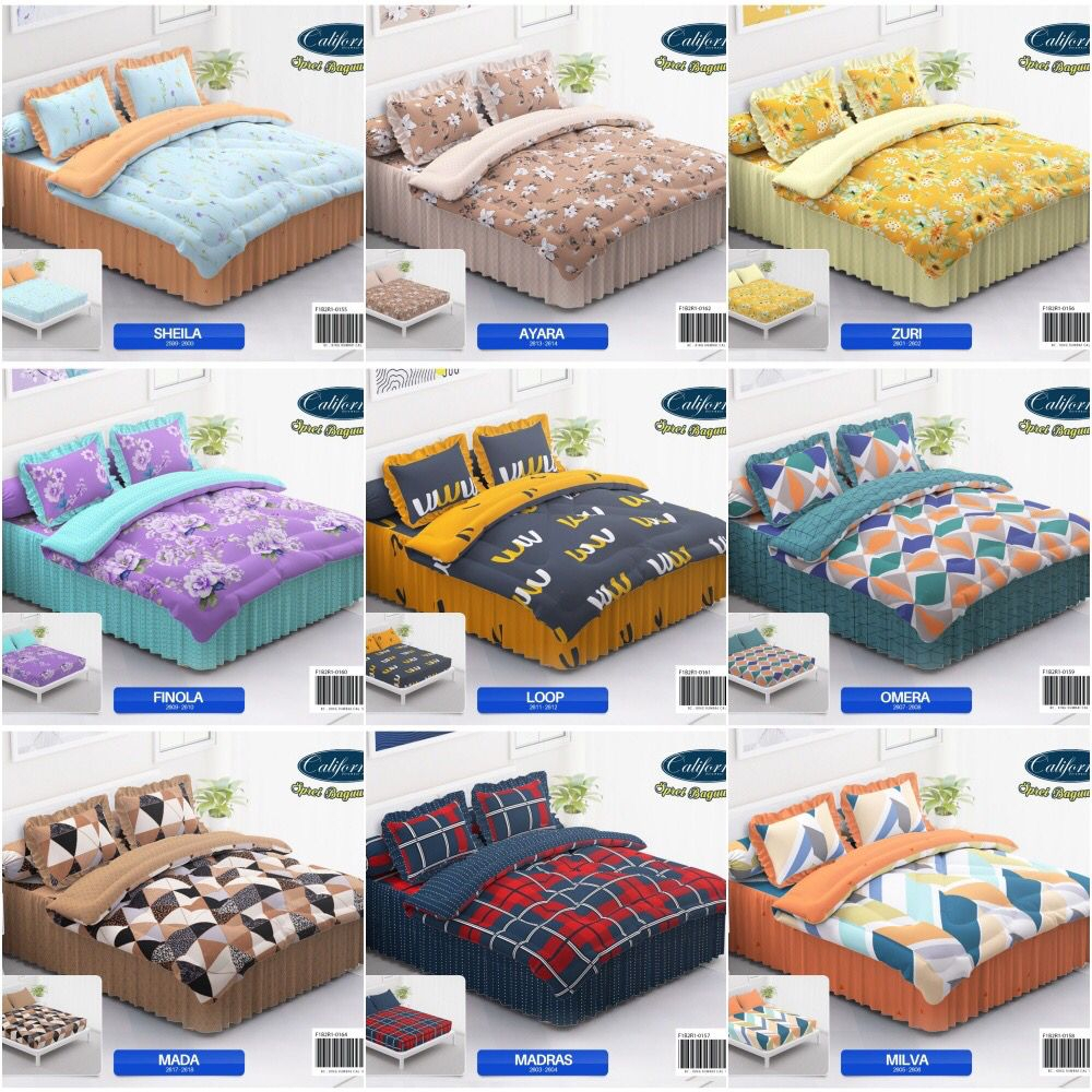 CALIFORNIA - Bed Cover Uk 140 x 200 ( MOTIF HARAP TULIS DIKOLOM PESAN DAN TANYA CS KAMI )