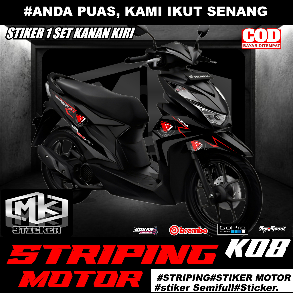 STRIPING STIKER SETIKER MOTOR BEAT DELUXE NEW ESP 2020-2021-2022 (k08) BEAT STREET NEW COD