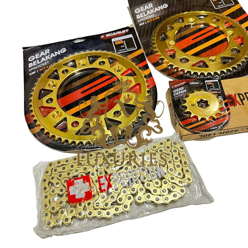 Paket Gear Set Crf 150 Gir Depan Belakang Scarlet Set Rantai Expedition Crf 150 Gear Crf Scarlet Not