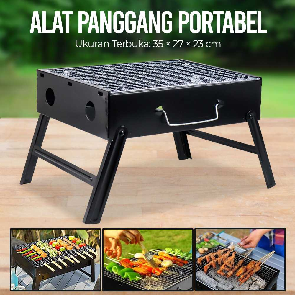 panggangan arang BBQ grill susis bakar portabel
