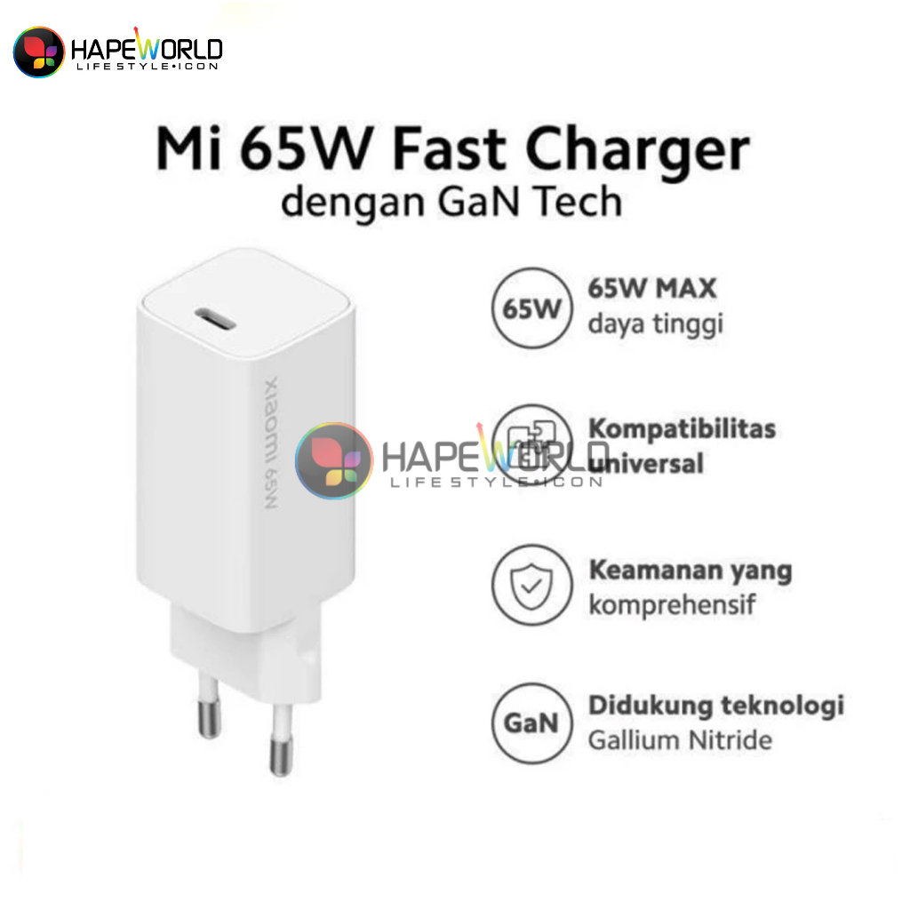 XIAOMI CHARGER 65W GaN Type A + Type C - GARANSI RESMI