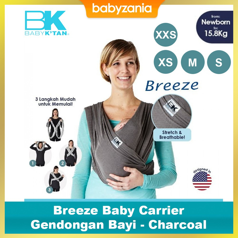 Baby K'tan Breeze Baby Carrier Gendongan Bayi - Charcoal