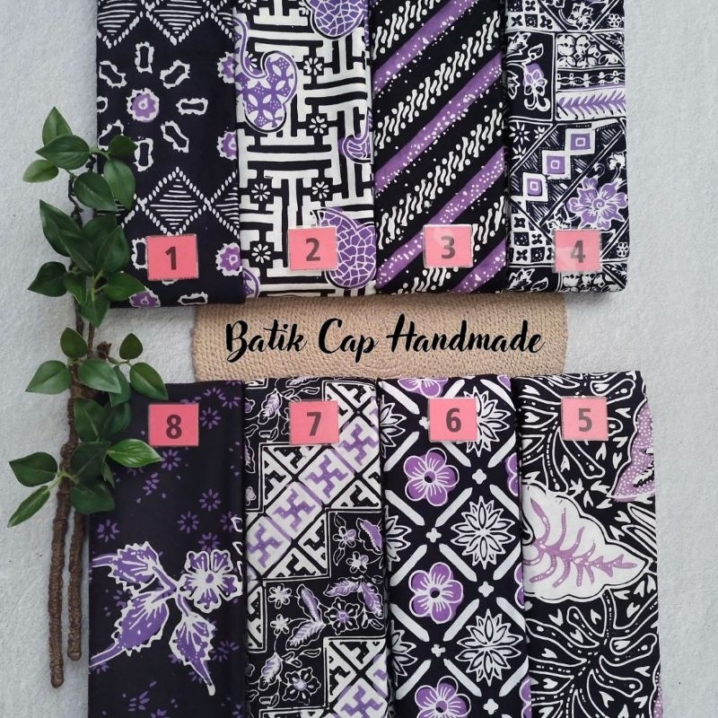 kain batik  cap garutan grade A warna ungu warna lilac