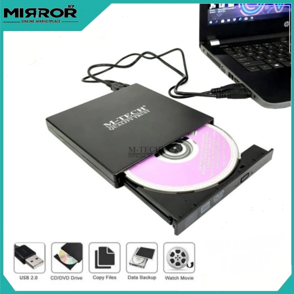 DVD - RW Laptop DVD – ROM Eksternal M-Tech USB 2.0 CD-RW External Optical Drive Di PC / Laptop