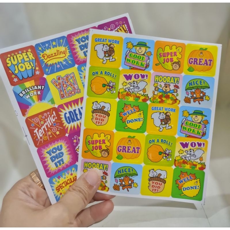 

20 stiker label reward anak stiker anak great super good job