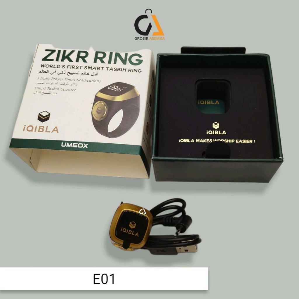 PREMIUM Iqibla Zikr Ring Aluminium Alloy Digital Tasbih Smart Zikr Ring with Battery Charging Box