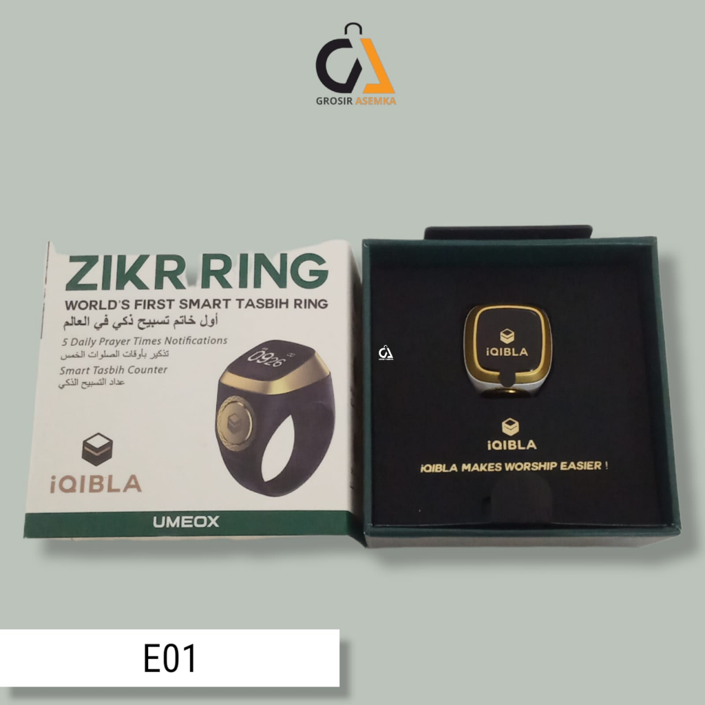 PREMIUM Iqibla Zikr Ring Aluminium Alloy Digital Tasbih Smart Zikr Ring with Battery Charging Box