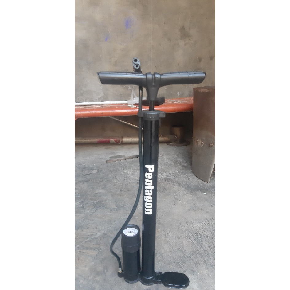 Pompa Sepeda Motor Bola Merk Pentagon Alloy Double cop meteran tabung