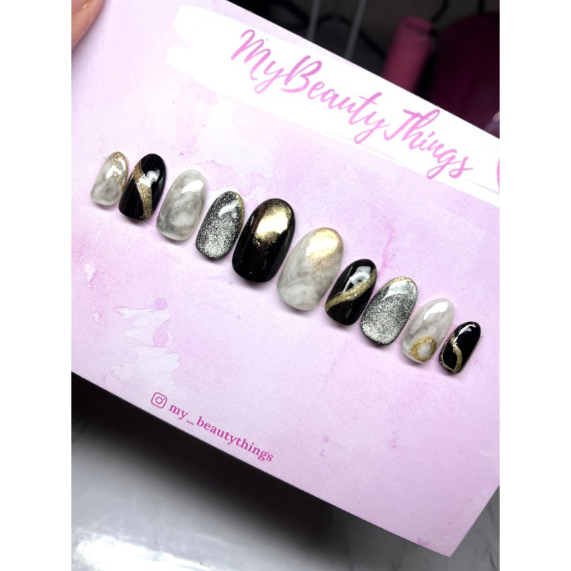 Fake nails / Press on / Kuku palsu custom korean nail art