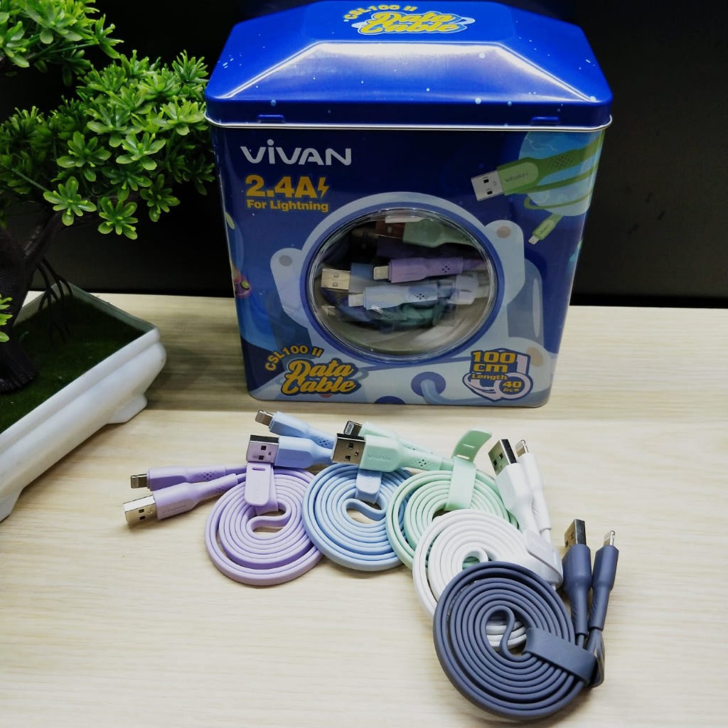 1TOPLES ISI 40PCS Vivan CSL100 II Lightning 100cm Kabel Data Cable CSL100 CSL100S 40pcs BY.SULTAN