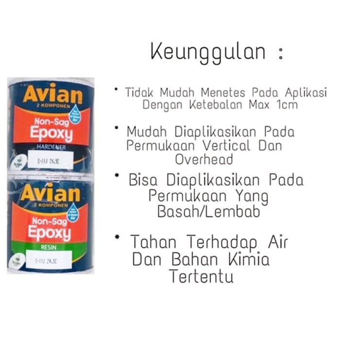 Lem Epoxy Avian Non-Sag 800gr Kayu Kapal Besi Lem Sebaguna Area Basah