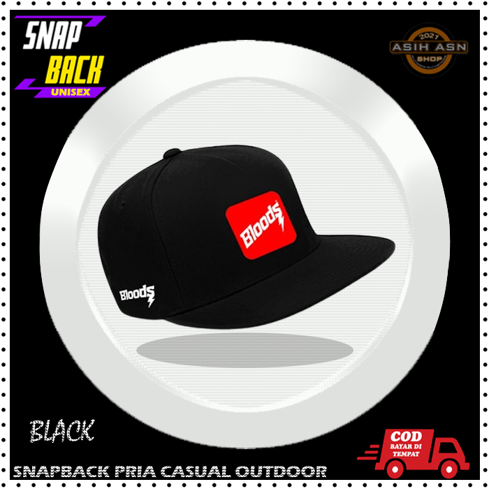 Topi Snapback | BLD Hitam Kotak Merah - Premium  | Snapback Caps | Topi Distro | Topi Casual Cowok  