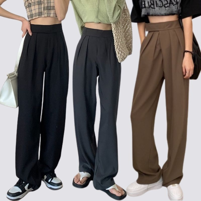 XIAOZHAINV Korean Style Velcro Celana Panjang Wanita High Waist Pants/Celana Kulot Highwaist/Celana Kulot Wanita