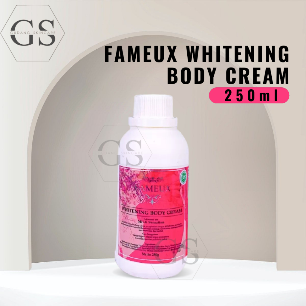 Fameux Whitening Body Cream (bleaching) 250 ml Pemutih Badan | Fameux Bleaching Badan BPOM