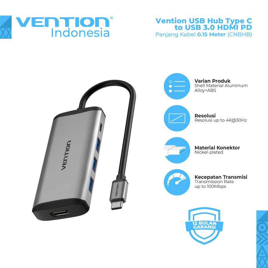 Vention CNB Adapter Thunderbolt 3.0 MHL USB Type C to HDMI USB 3.0