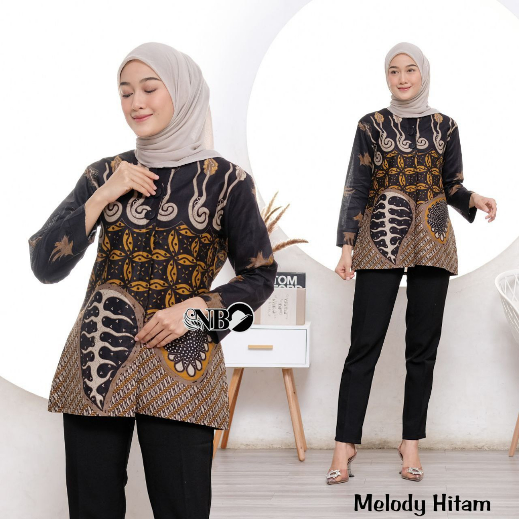 Baju Batik Wanita Modern Atasan Blouse Batik Kerja Kantor Wanita M L XL XXL Seragam Batik