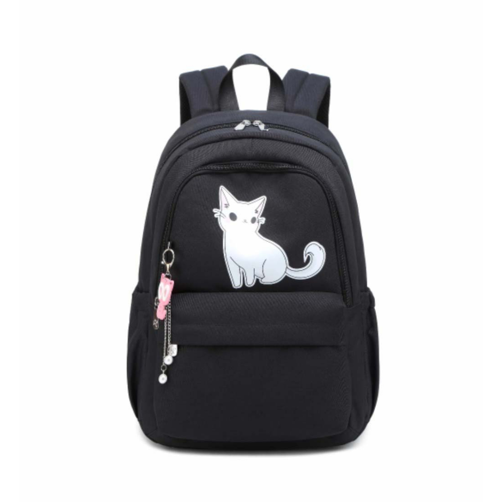 Arista -Tas Ransel Laptop Kucing Putih Tas Remaja Anak Kuliah Tas Backpacker Tas Ransel pria wanita