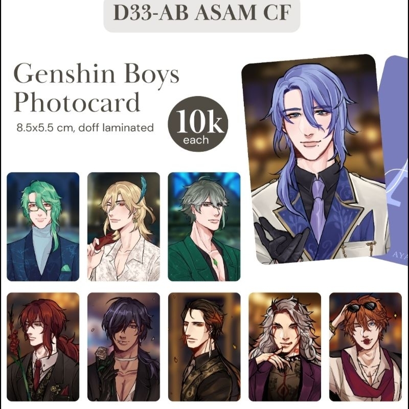 Genshin Impact Photocard diluc kaeya itto zhongli childe baizhu ayato kaveh alhaitham