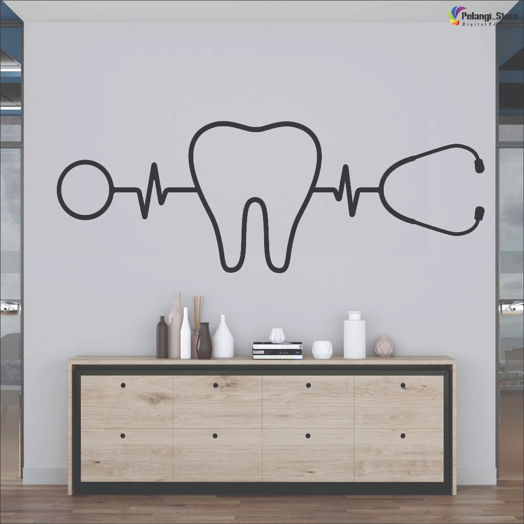 Wall Sticker Stiker Cutting Dinding Vinyl Gigi Dental Dokter Gigi Stiker Gigi untuk Ruang Tamu Dekor