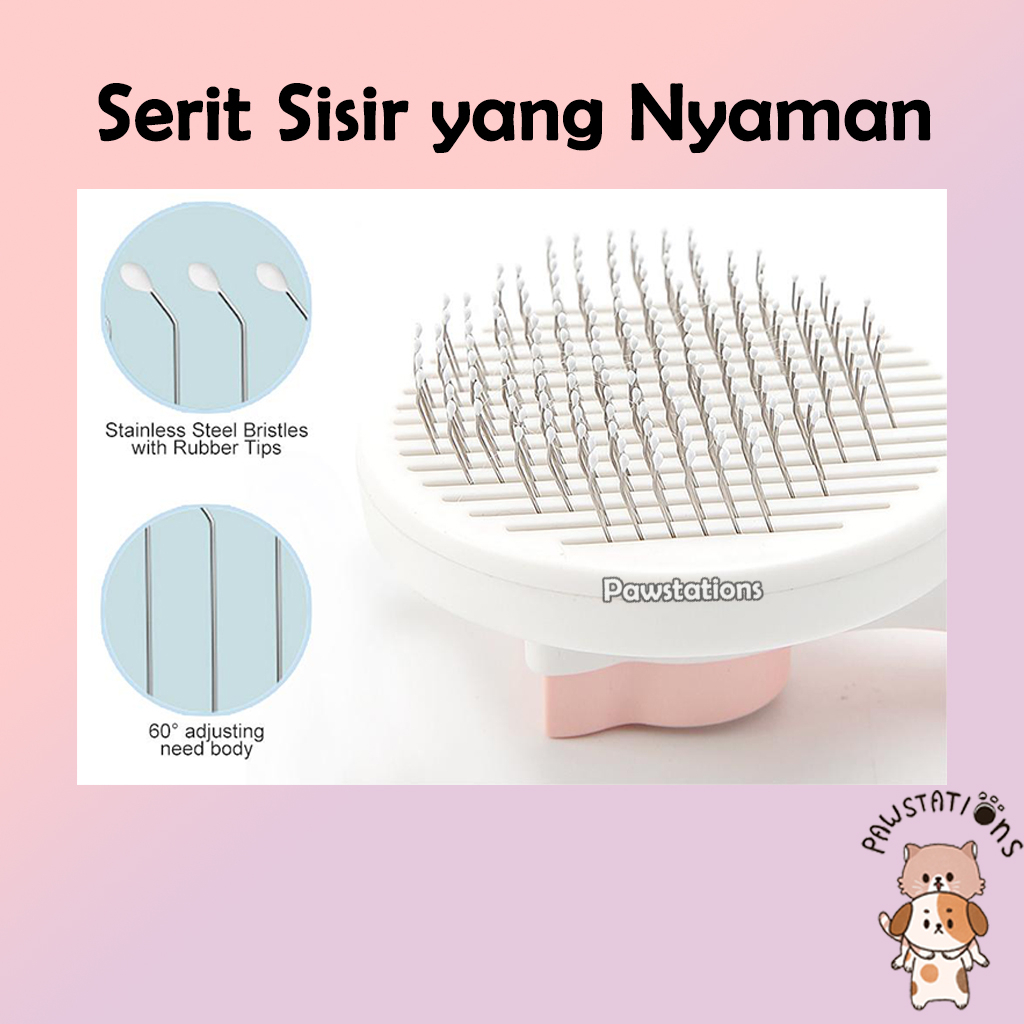 Sisir Kucing / Anjing Otomatis Sisir Grooming Kucing &amp; Anjing Sisir Tombol Ajaib Sisir Anabul Terbaru