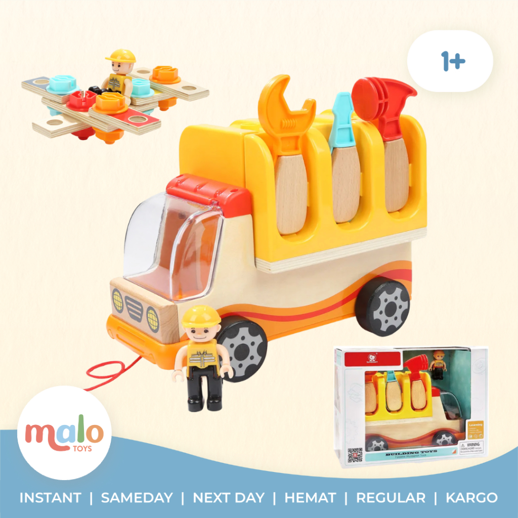 MALOTOYS - TopBright Truck Tools Foldable Work Bench Trucks Tool Truk Top Bright Wood Educational Pr