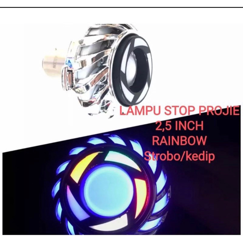 LAMPU STOP MOTOR BELAKANG KEDAP KEDIP MODEL PROJIE NYALA WARNA WARNI AC DC LAMPU STOP UNIVERSAL SEMU
