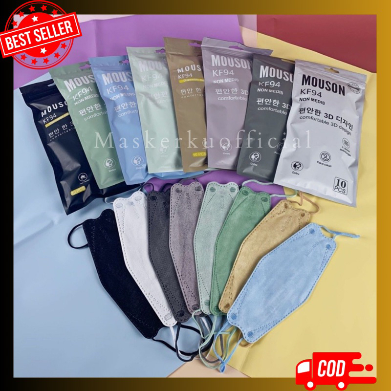 MASKER KF94 KOREA 4PLY MOUSON / I CARE / EVO ISI 10PCS IMPORT / IMPOR DISPOSABLE MASK