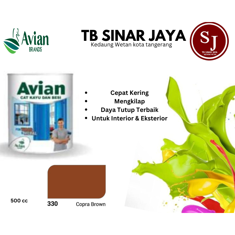 Cat Kayu dan Minyak Avian 500cc / Cat Minyak Sintetis - 330 Copra Brown