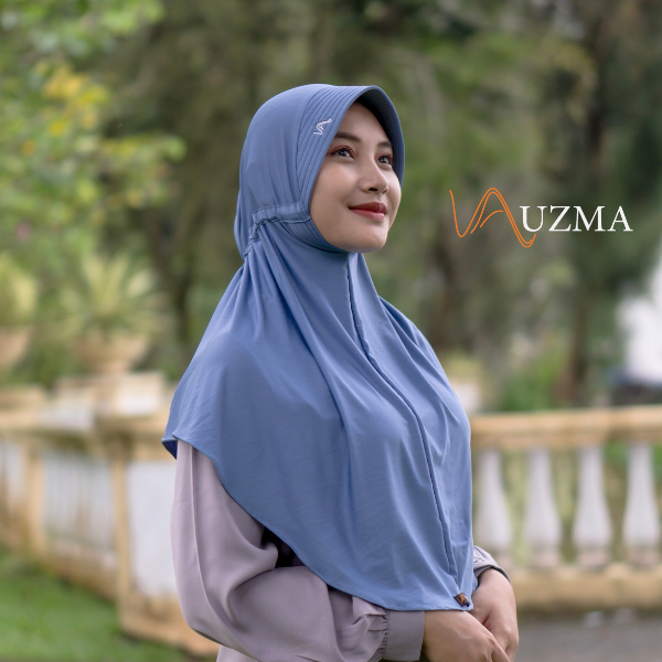 𝐔𝐙𝐌𝐀 - HIjab Instan Kerudung Bergo Habl Sabil Premium -BiruMuda-