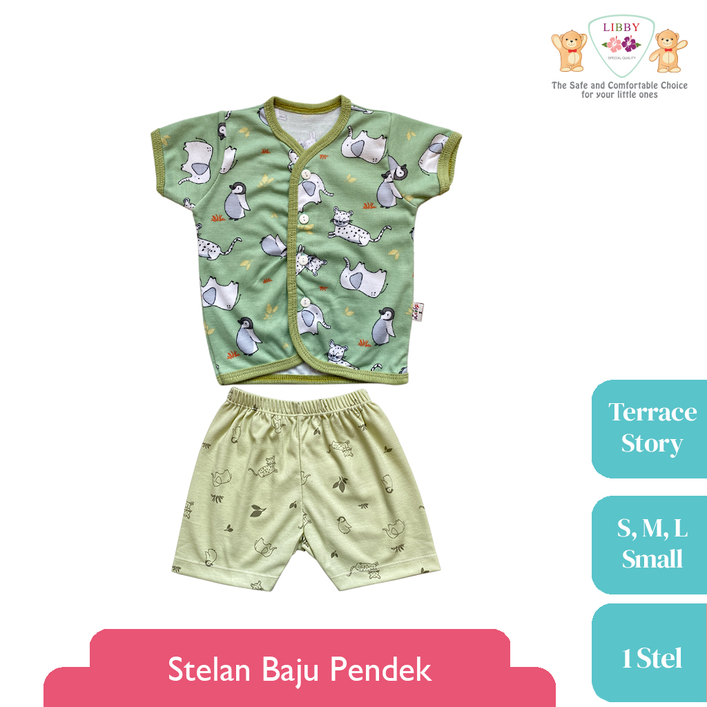 LIBBY Stelan Baju Pendek Anak Kecil Motif Terrace Story (1stel) Terbaru