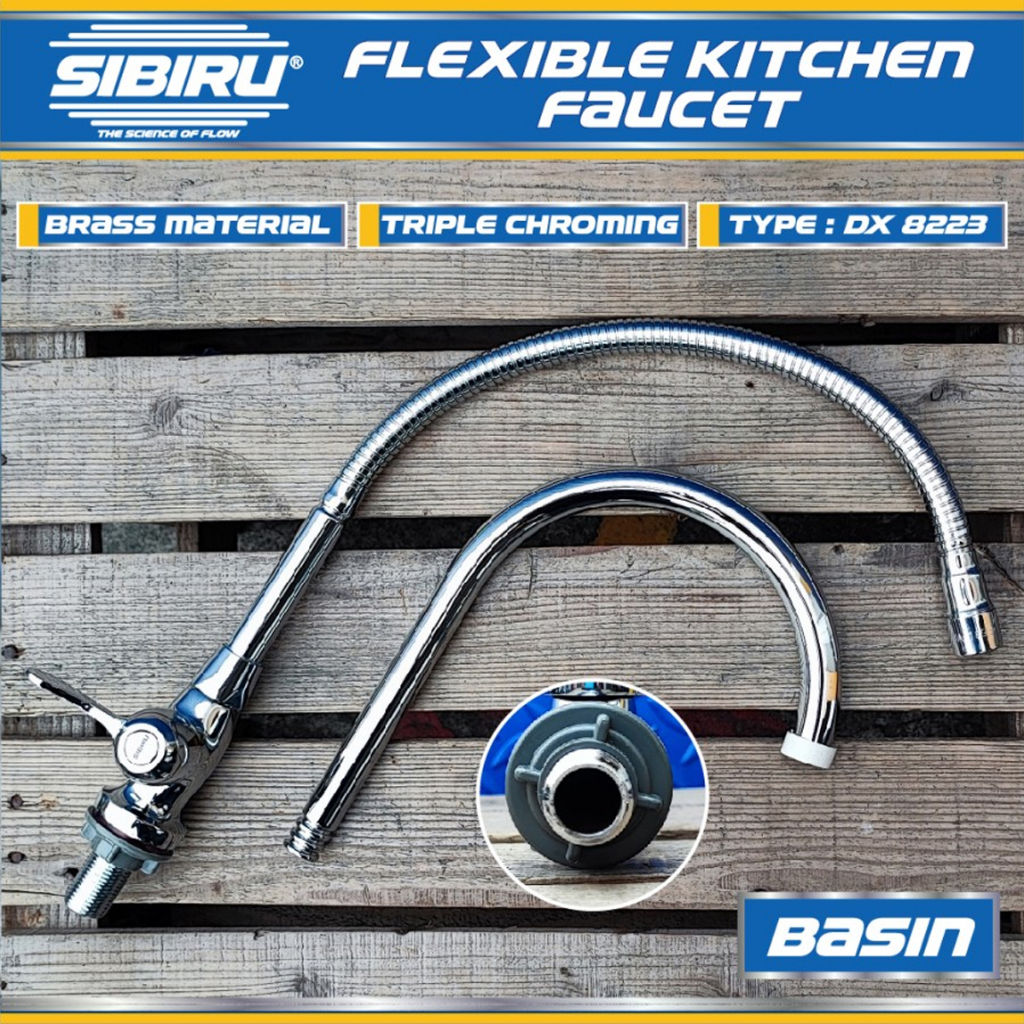 Kran Keran Air Basin Flexible Kuningan Sink Wastafel Dapur DX 8223