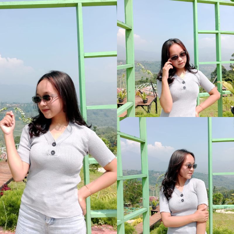 baju rajut kancing 2 | atasan rajut | baju rajut tangan pendek | rajut | kalila