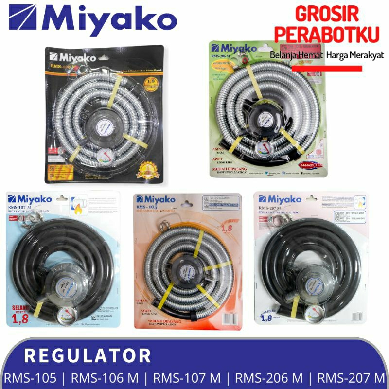 Paket Selang Regulator Miyako RMS 106 M RMS 206 M RMS 105 M RMS 107 M RMS 207 M Original