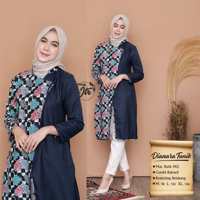 Tunik Batik Kombinasi Modern Atasan Model Kimono