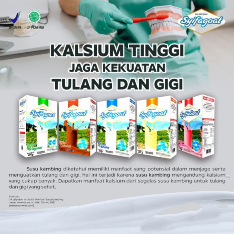 

SUSU KAMBING ETAWA SYIFAGOAT VANILLA MENGANDUNG KALSIUM, POSFOR DAN ZAT BESI BAIK UNTUK IBU HAMIL, NUTRISI ANAK, DEWASA DAN LANSIA