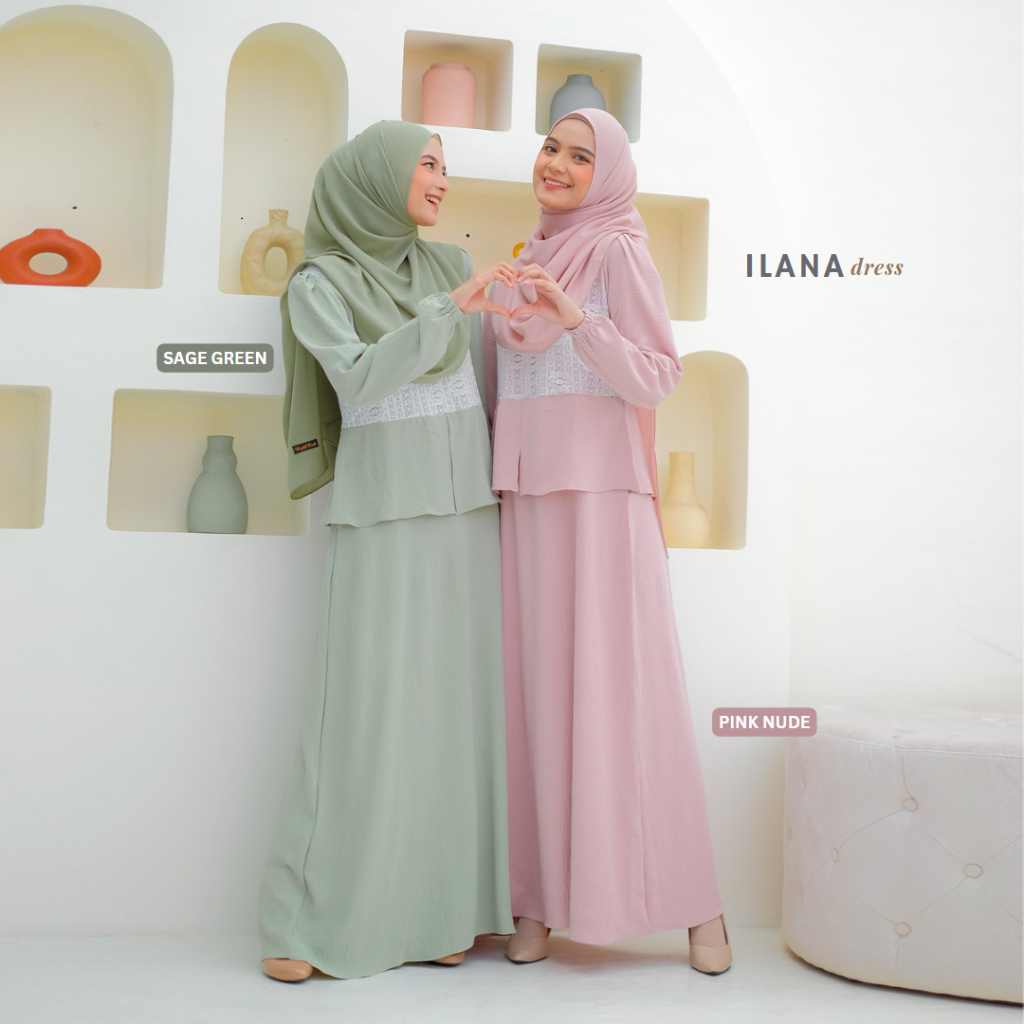 Riskirich Ilana Gamis Cantik Variasi Brukat Katun Premium Terbaru Anti Kusut