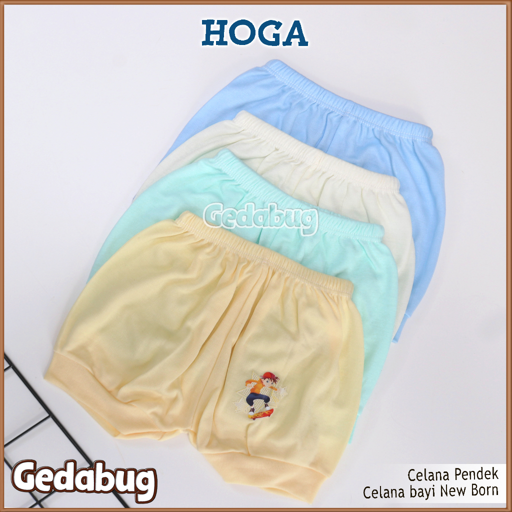 3 Pcs - Celana Anak HOGA Warna Pendek | Perlengkapan Pakaian Bayi New Born Unisex | Gedabug