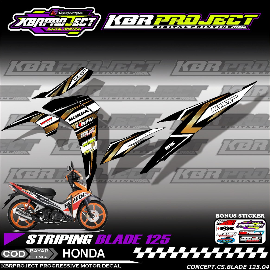 BLADE 125 STIKER MOTOR KEREN Stiker Striping Lis Variasi Stiker BLADE 125 Motor HONDA Desain Racing 