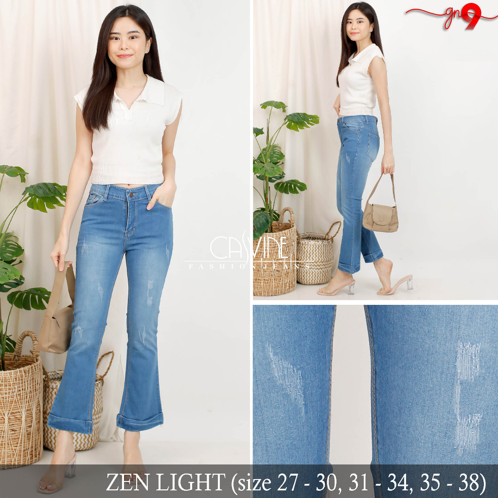 CASVINEJEANS || Celana Jeans Wanita Cewek Zen Cutbray Bigsize Jumbo Mom Jeans Sobek Cakar