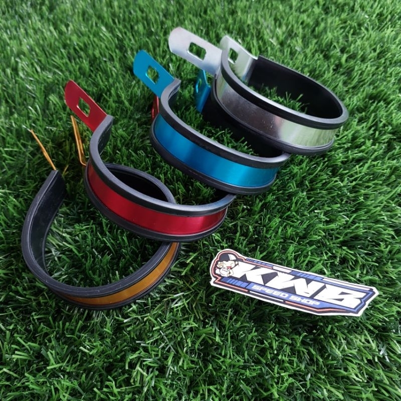 Klem Knalpot motor 2 tak cnc 3 inch 8cm kleman breket Knalpot Cnc Universal Semua Motor ukuran 3 inch 8cm knalpot motor 2 tak full almunium warna lengkap