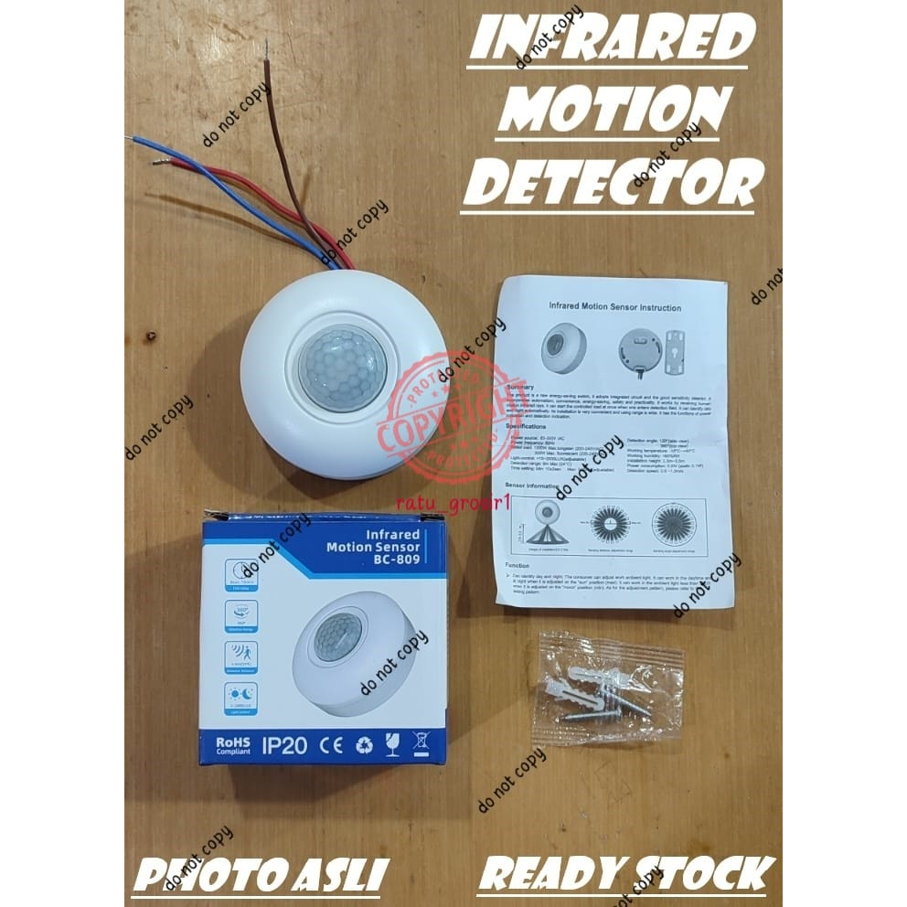 Saklar Lampu Sensor Gerak PIR Switch Otomatis Motion Detector Plafon Ceiling PIR Infrared LED Infrared