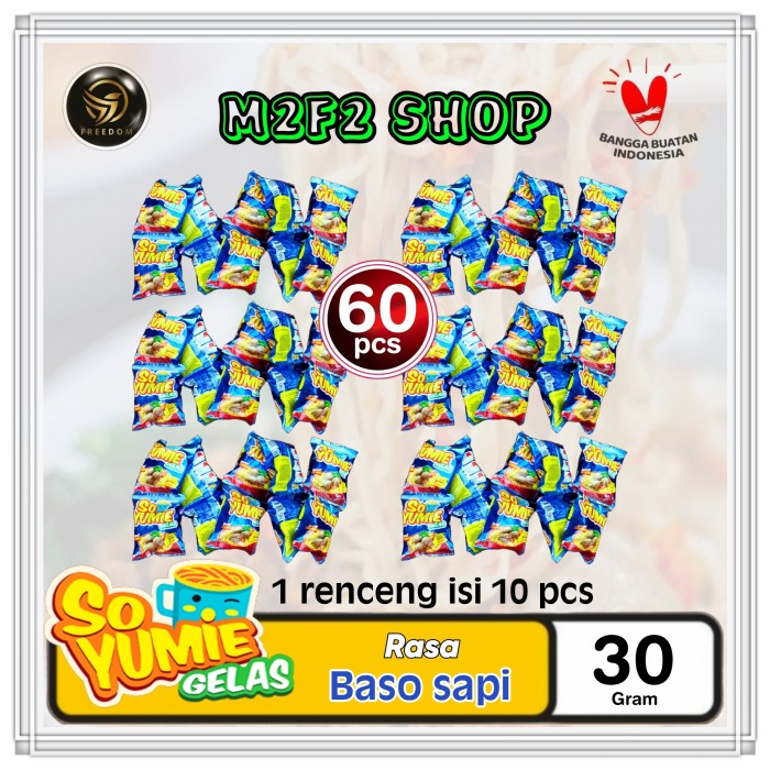 

Mie Gelas So Yumie Instant Kuah Rasa Baso Sapi Sachet - 30 gr (Kemasan 6 Renceng)
