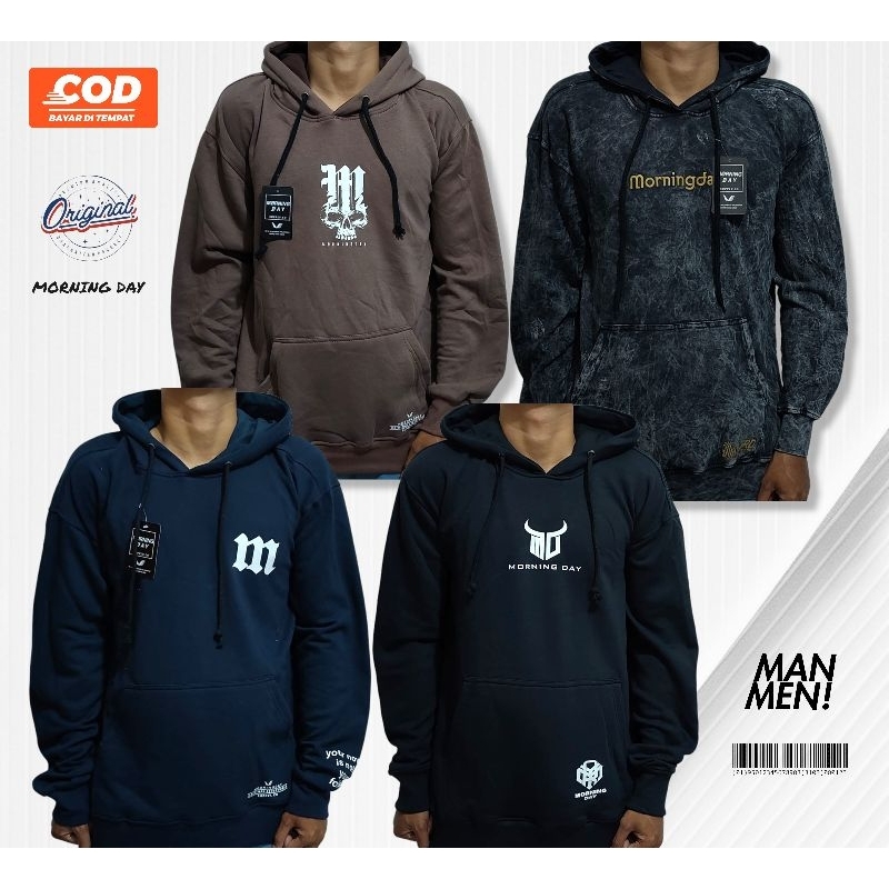 Sweater hoodie pria original hoodie pria wanita original brand morning day full katun