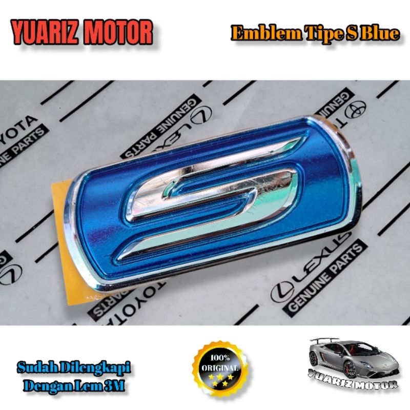 EMBLEM TIPE S BLUE AVANZA ORIGINAL EMBLEM TIPE S BIRU BAGASI BELAKANG AVANZA