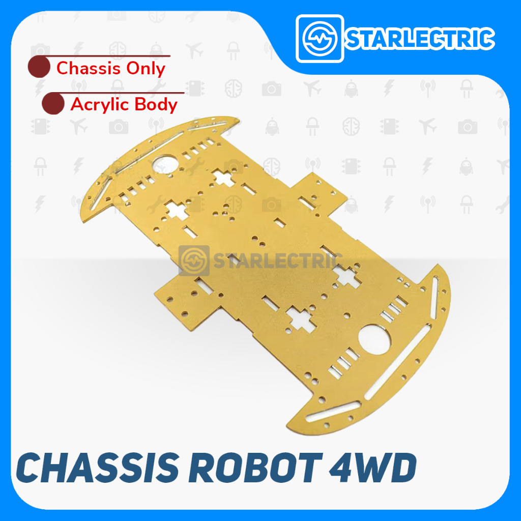 Chassis Acrylic Robot Mobil 4WD Sasis Akrilik Smart 4 WD Bening Clear