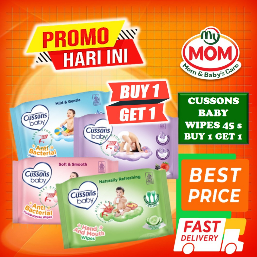 [BPOM] Cussons Baby Wipes 45's +45s (BELI 1 GRATIS 1) / Cussons Wipes / Tissue Bayi Cusson / MY MOM