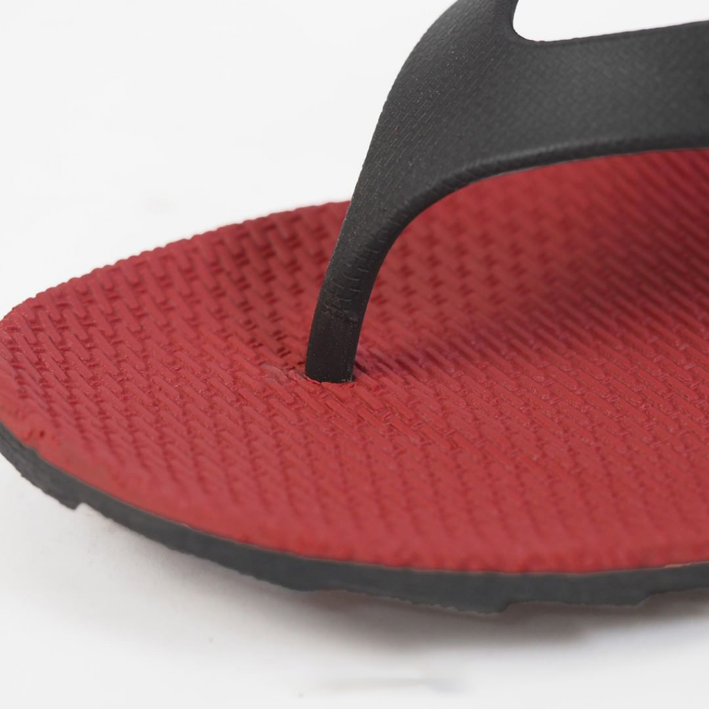 OWEN WR Rubber Flip-Flops - Sandal Jepit Pria / Sendal Jepit Pria / Camou Original Anti Slip Licin - Crimson Red Black